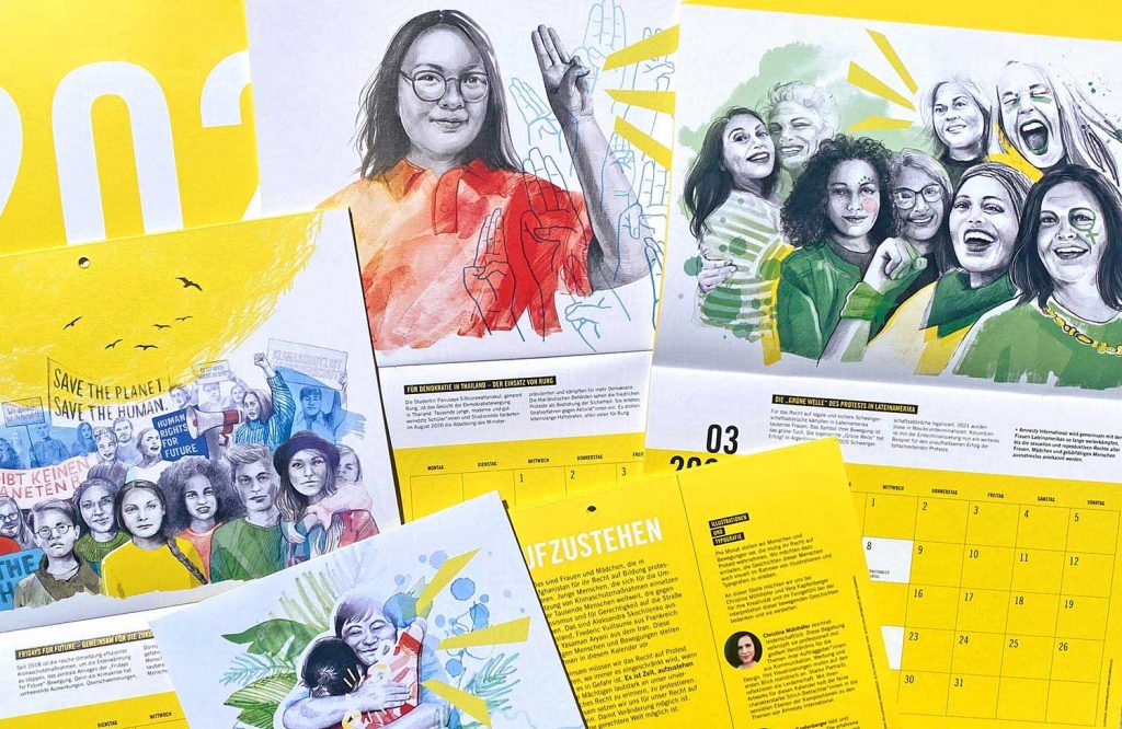 Editorial-Illustration von Christina Mühlhöfer zum Thema Menschenrechte in Mixed Media für Amnesty International