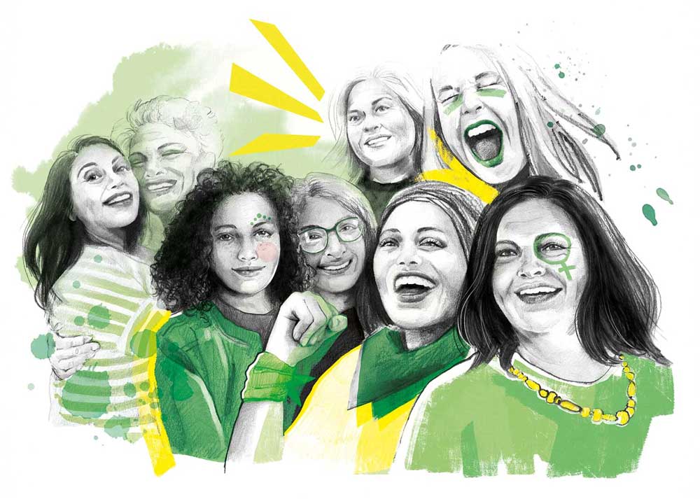 Editorial-Illustration von Christina Mühlhöfer zum Thema Menschenrechte in Mixed Media für Amnesty International