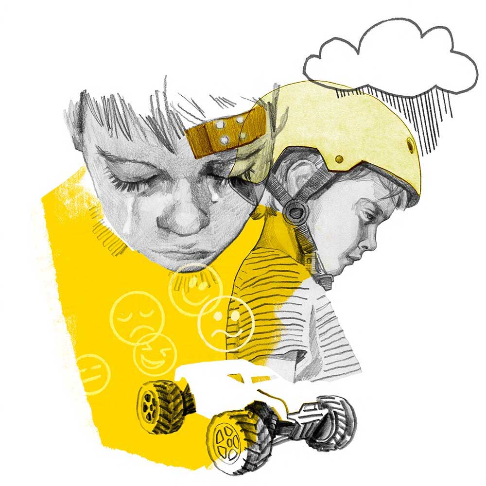 Editorial-Illustration von Christina Mühlhöfer zum Thema Erziehung und Loslassen in Mixed Media