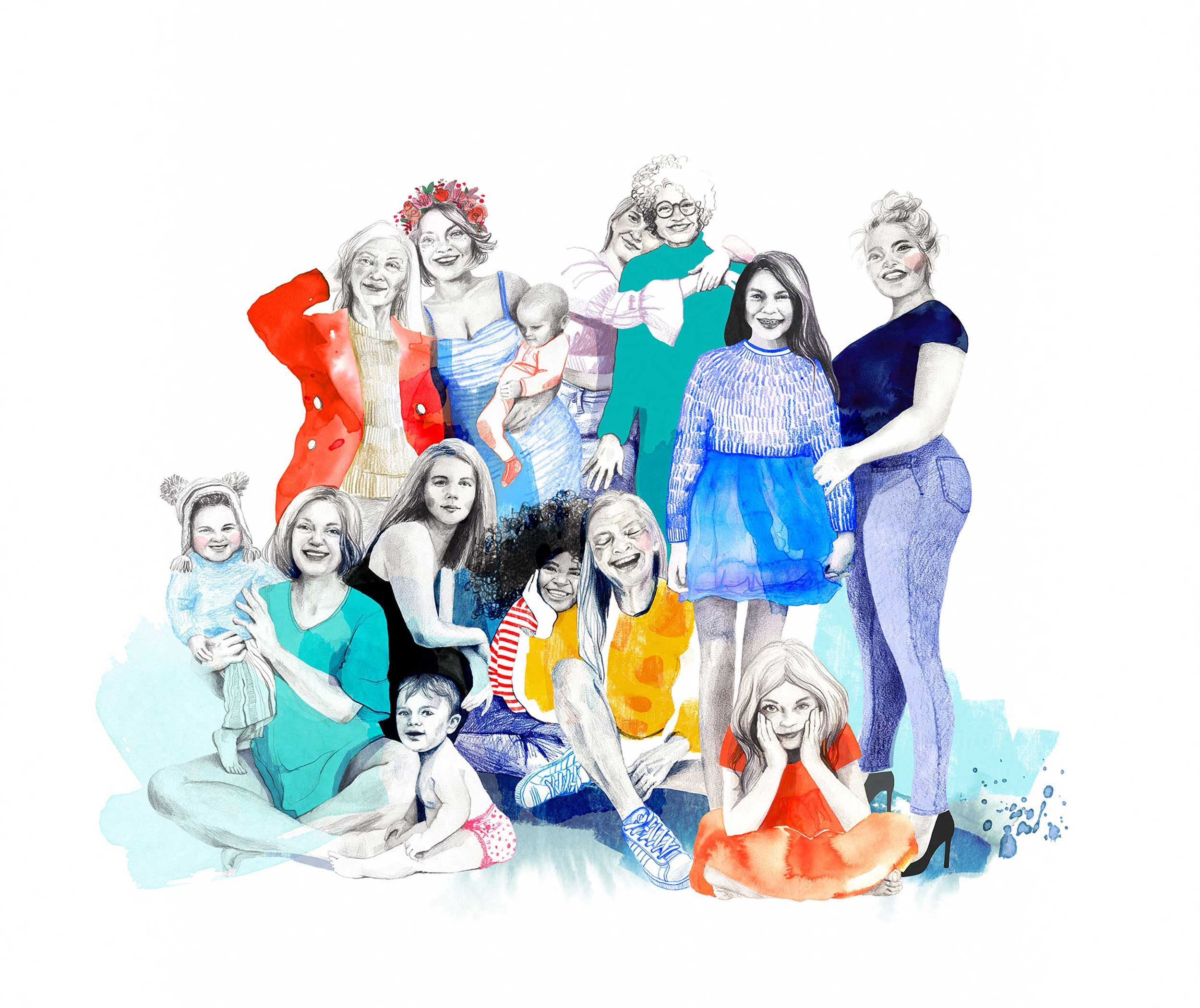 Editorial-Illustration von Christina Mühlhöfer zum Thema Body Positivity in Mixed Media