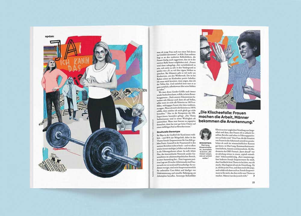 Editorial-Illustrationen von Christina Mühlhöfer zum Thema Female Empowerment in Mixed Media