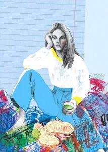 Editorial-Illustration von Christina Mühlhöfer zum Thema Care Arbeit in Mixed Media