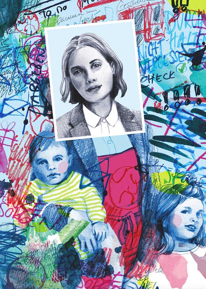 Editorial-Illustration von Christina Mühlhöfer zum Thema Care Arbeit in Mixed Media
