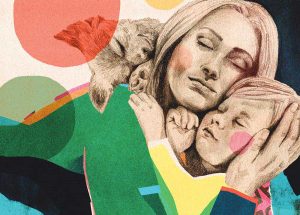 Editorial-Illustration von Christina Mühlhöfer zum Thema Geborgenheit in Mixed Media