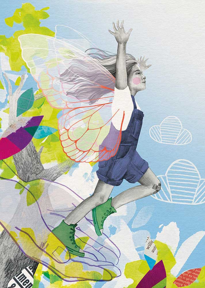 Editorial-Illustration von Christina Mühlhöfer zum Thema Kindern Mut machen in Mixed Media