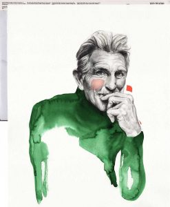 Porträt von Christina Mühlhöfer mit Bleistift und Aquarell gezeichnet