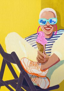 Digital gezeichnete Illustration einer sommerlichen Frau von Christina Mühlhöfer