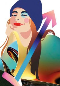 Digital gezeichnetes Porträt von Christina Mühlhöfer zum Thema Sternzeichen