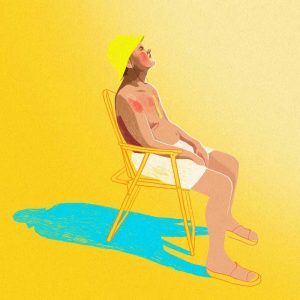 Digital gezeichnete Illustration eines Mannes in der prallen Sonne von Christina Mühlhöfer