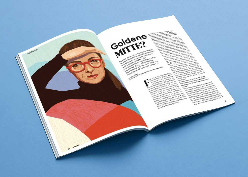 Editorial-Illustration von Christina Mühlhöfer zum Thema goldene Mitte digital gezeichnet
