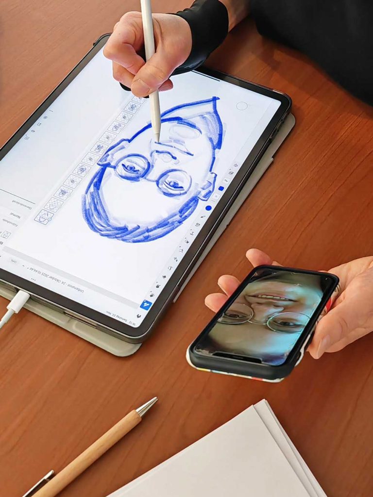 Digital und live gezeichnete Porträts für Events von Christina Mühlhöfer