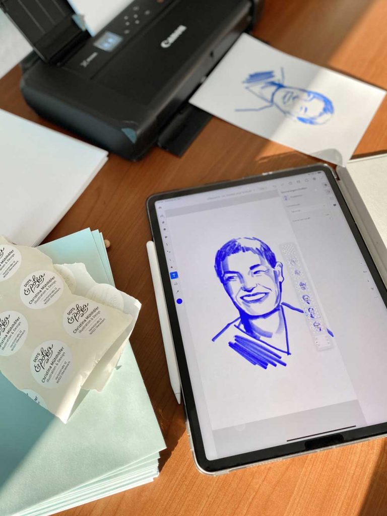 Digital und live gezeichnete Porträts für Events von Christina Mühlhöfer