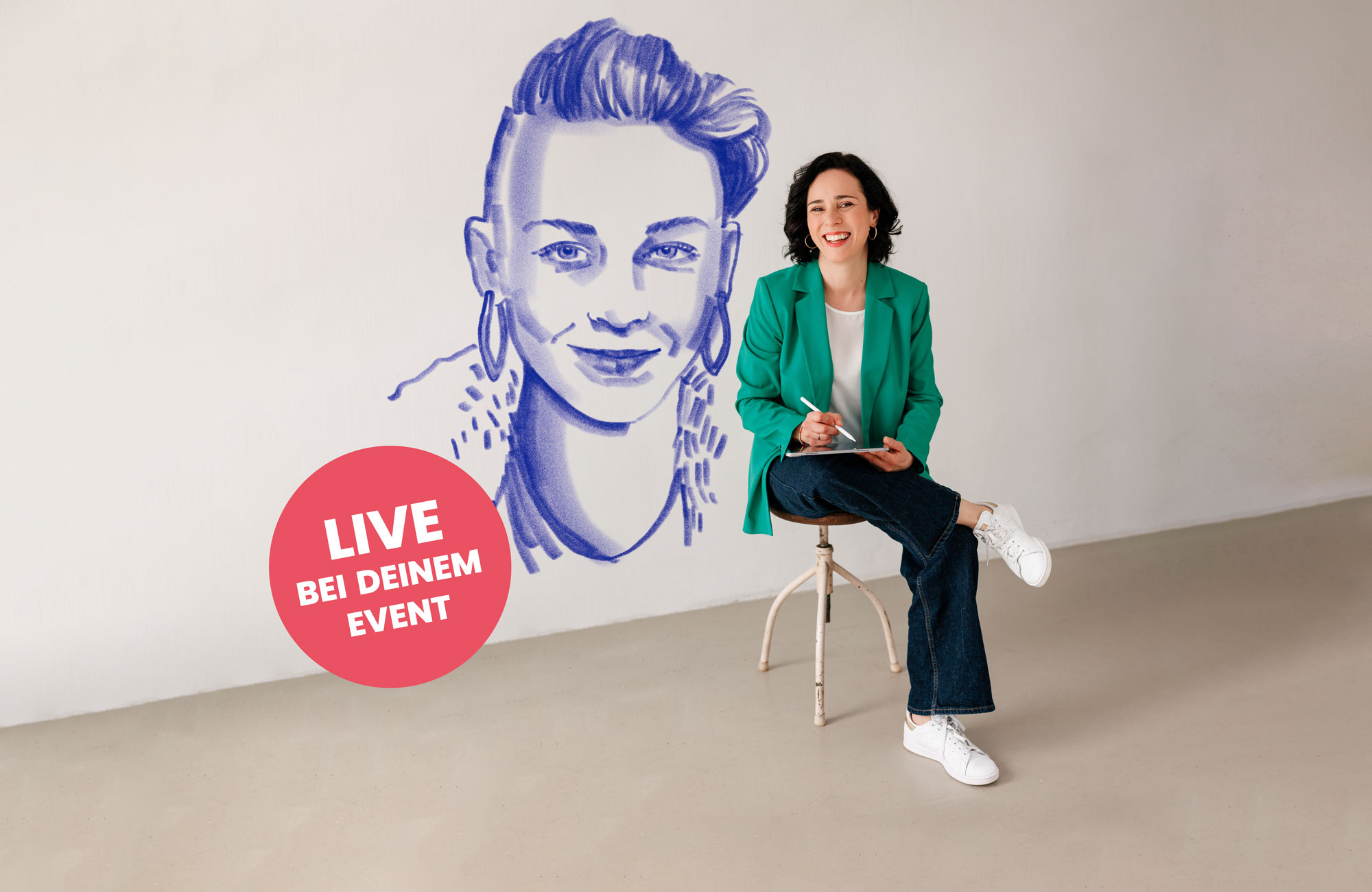 Digital und live gezeichnete Porträts für Events in Bayern von Christina Mühlhöfer