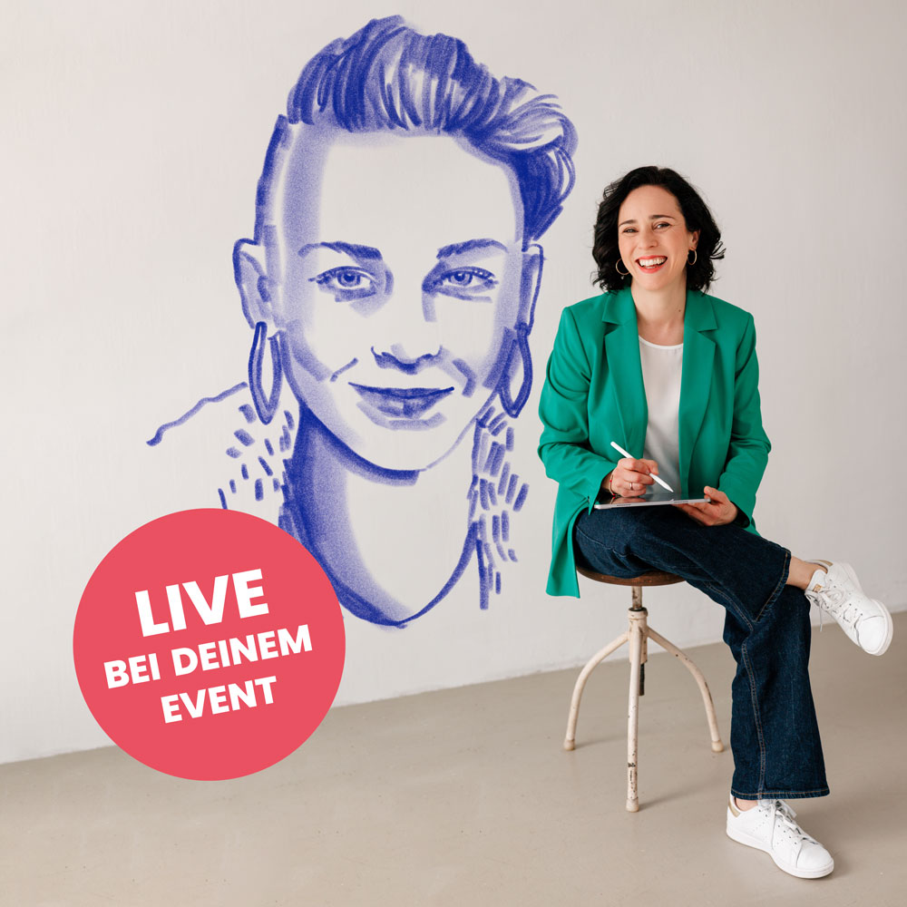 Digital und live gezeichnete Porträts für Events in Bayern von Christina Mühlhöfer